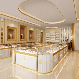 High-end Custom Design Jewelry Showcase Metal Wall Jewelry Display Cabinet for Jewelry Store