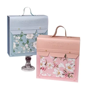High end Custom Logo Designer Box Wedding Gift Packaging Flower Paper Box Cardboard Magnetic Gift Box with Leather Handle