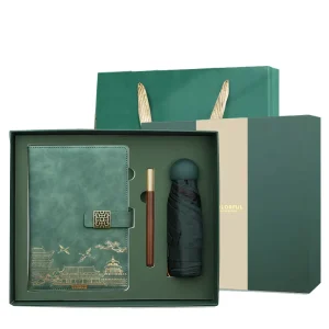 High end Luxury Promotion Business Corporate Gift Set Personalized Customization Pu Notebook with Pen and Umbrella