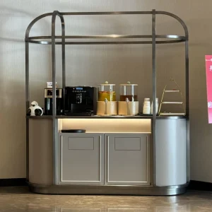 High end Shopping Mall Hotel Decoration Flower Cart Display Stand Iron Coffee Cart Multi Function Storage Event Promotion