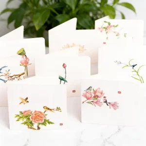 Highly Recommended Chinese Style Beautifully Designed Flower and Bird Greeting Cards for Holiday Gift Giving and Flower Shops