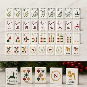 Holiday Decorative Game Mahjong Tiles Swirl Texture Back And Custom Festival Print Faces