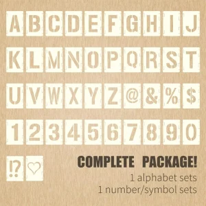 Hollow Graffiti Letter and Numbers Stencils Reusable Plastic Symbol Drawing Template Kit for Painting on Wood Wall Fabric Door