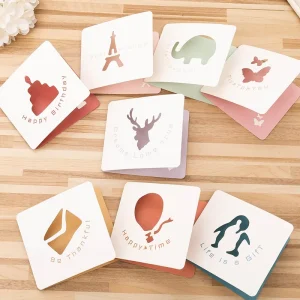 Custom Christmas Cards Three Fold Special Paper Hollow Bronzing Retro Small Cards