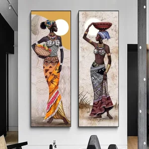 Home Decor Frame Portrait Women Canvas Painting Hanging Posters and Prints Pictures Large African Wall Art