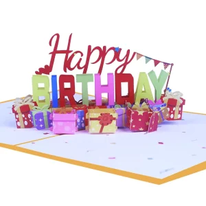 Hot Creative Handmade Printing 3D Pop up Happy Birthday Gift Thank You Card Greeting Cards