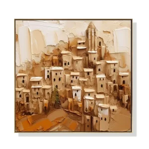 Hotel Decor Hanging Art Painting Abstract Handmade Impressionist Street Scene City Oil Painting