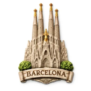 Iconic Barcelona Cathedral Resin Fridge Magnet Art Deco Design Handmade Durable Customizable Size Color Logo Magnet