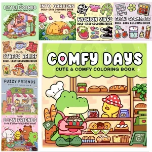 In Stock Adult & Teen Coloring Books Gouache Paint on Paper 50 Sheets Cute Relaxing Healing Space Design