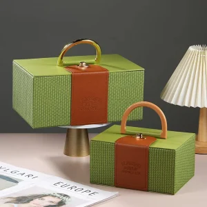 In Stock Luxury Cosmetic Gift Boxes Pu Leather Wedding Candy Bridesmaid Proposal Gift Box Set With Cloth Ribbon