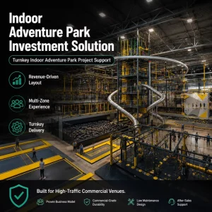 Indoor Adventure Park Equipment Overhead Tube Slide Climbing Course Trampoline Bays Jump Net Walkway Soft Landing Steel Frame