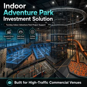Indoor Adventure Park Equipment Rope Course Ball Pit Slides Play Arena Net Walkway Jump Court Steel Frame CE ASTM EN1176