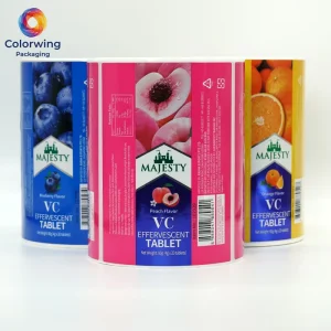 Industrial Grade Durable Supplement Tube Labels Food Grade Adhesive Custom Roll Stickers for High Speed Pharmaceutical Tablet