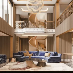 Industrial Luxury Style Commercial Space 3D Render Visualization with Graphic Design Lightweight Durable for Full Projects