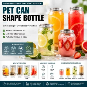 Innovative PET Can Plastic Bottle for Food Grade Ready to Drink Beverage Juice Tea Drinks with Custom Logo