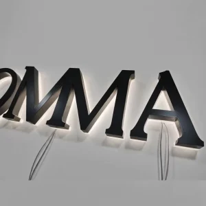 Interior Finish Brushed Metal Backlit LED Sign Artwork Design for Indoor Wall Brand Logo Signage