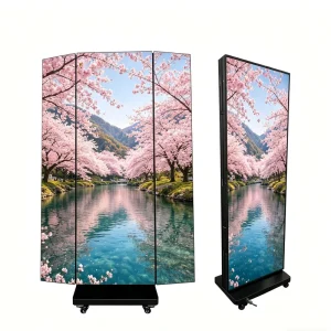 Interior Poster LED P1.86 P2 P2.5 3 Sides USB Wifi 4G Compatible Foldable GOB LED Display Screen Tri Folder LED Poster Screen