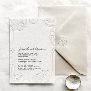 Invitation Card Wedding Luxury Premium Wedding Invitation Set Debossed Letterpress Foil Stamped With Menu and Reply Card