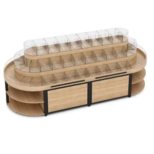 Island Heavy Duty Adjustable Self Service Display Shelving Bulk Food Display Rack Storage Bins for Supermarket Grocery Store