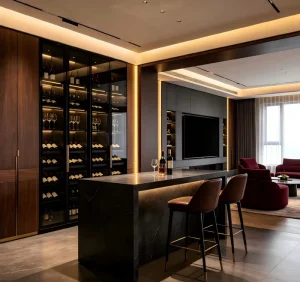 Italian Luxury Apartment Free Design Glass Display Solid Wood Zero Formaldehyde Living Room Furniture Wine Display Cabinet