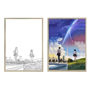 Japan Anime LED Light Poster with Scenery Wireless Painting Lights for Bedroom Wall Art Customizable Name Painting