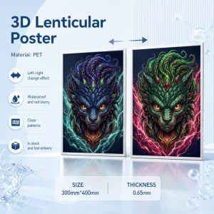 Japanese Anime 3D Lenticular Plastic Stickers HD Flip Art Waterproof Self-Adhesive Wall Decor for Home Office