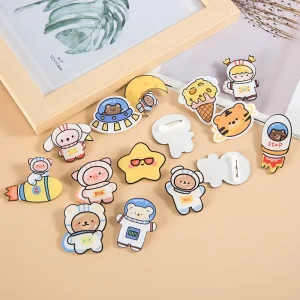 Japanese and Korean Style Cute Cartoon Printing Pin Acrylic Brooch Astronaut Badge Pendant and Small Accessory