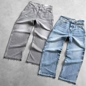 Jeans Manufacturer Men Casual High Street Denim Pants Custom Design Stacked Streetwear Loose Fit Baggy Jeans