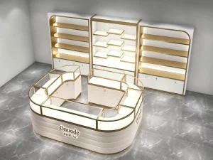 Jewelry Display Kiosk with Lockable Cabinets Modern Custom Mall Booth for High End Accessories Retail Brand Showcase Solution