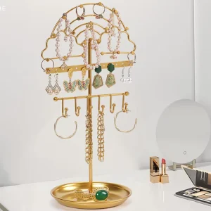 Jewelry Display Stand Bracelet Earrings Necklace Ring Storage Removable Tray Rack Hanging Organizer