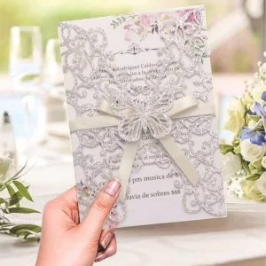 Jiaxiang Export grade Glittered Gold Paper Holiday Greeting Cards Laser cut Wedding Invitations Blessing Stationery Model China