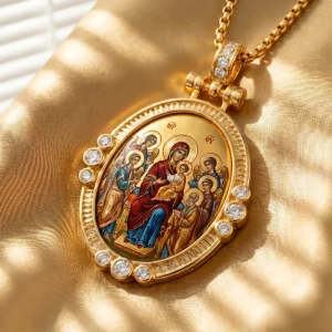Joy of All Joys Enamel Handicrafts Pendant Necklace Byzantine style Pendant Necklace for Religious Item