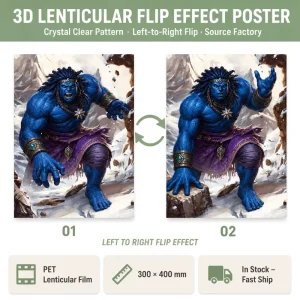 Joyprint Best Selling Plastic 3D Print Changing Pictures Anime Lenticular Motion Posters for Decor