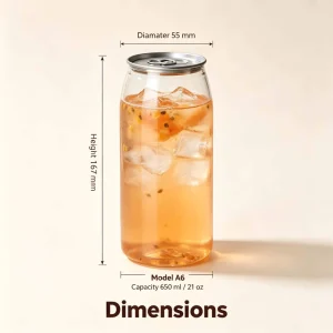 Juice Bar Beverage PET Can with Fresh Keeping Transparent Pop Top Can 650ml 21oz