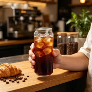 Juice Bar Clear Plastic PET Can with Easy Open Lid Beverage Container
