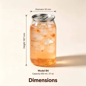 Juice Bar Juice PET Can with High Transparency Beverage Container 650ml 21oz