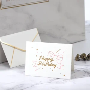 K style Floral Custom Logo Greeting Cards and Envelopes for Blessing Gifts Luxury Folded Thank You Cards with Stickers