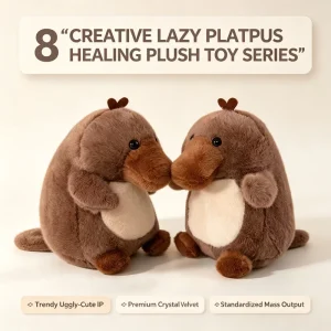 Kawaii Duck Bill Mascot Cozy Hugging Cushion Cream Round Belly Beaver Style Tail Bedside Sleep Companion Gift Present