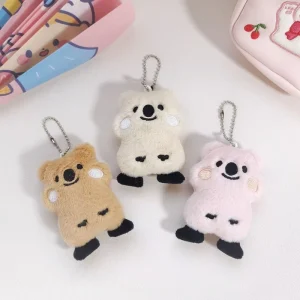 Kawaii Quokka Plush Keychain, Soft Smiling Stuffed Animal Bag Charm for Girls, Backpack Accessory Doll