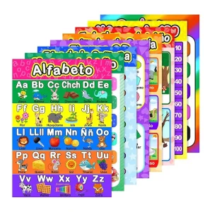 Kids Cognitive Training Posters ABC Number Charts Durable Laminated Wall Charts for Daycare Nursery