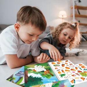 Kids’ Dinosaur-Themed Puzzle Book Stickers for 3-6 Year Olds DIY Drawing & Puzzle Activity with Paper Stickers