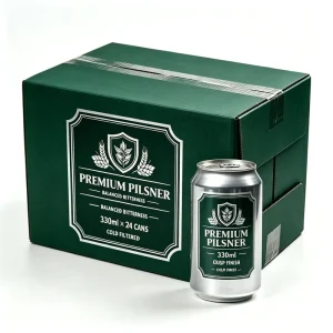 Kraft Corrugated Beer Can Bottle Shipping Box with Handle Custom Printed Bulk Beverage Packaging