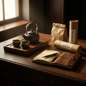 Kraft Paper Tea Packaging Kit, Cylindrical Paper Canisters and Foldable Storage Pouches, Custom Label Eco Pack for Coffee