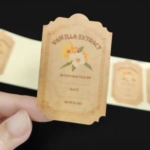 Kraft Paper Vanilla Extract Labels Stickers Handcrafted Floral Vintage Roll Adhesive Canning Jar Labels Batch Date DIY Homemade