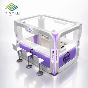 LED Acrylic Nail Salon Kiosk Mall Retail Display Booth Beauty Bar Manicure Counter Eyebrow Threading Custom Furniture Stand Set
