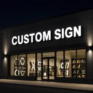 LED Name Sign Upscale Restaurant Storefront Facade Signage Glowing Acrylic Letters Night Advertising Light