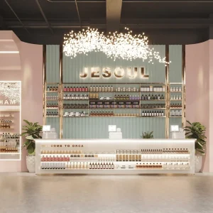 LED Perfume Display Rack Beauty Salon Equipment Checkout Counter Gold Bar Furniture Cosmetic Vitrina