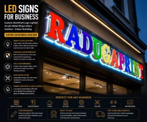 LED Signs for Business Custom Storefront Logo Lighted Acrylic Metal Shop Letters Outdoor Indoor Branding LED Business Logo Sign