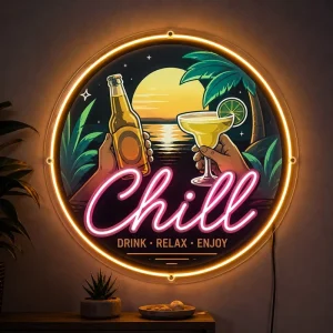 LED Store Logo Sign for Beverage Storefront Window Display