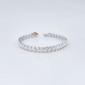 Lab Grown Diamond Marquise Tennis Bracelet 18K White Gold Pave Channel Set